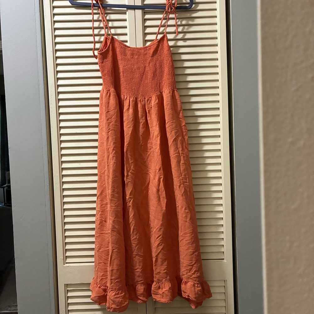 Forever 21 Orange Pleated long Sundress